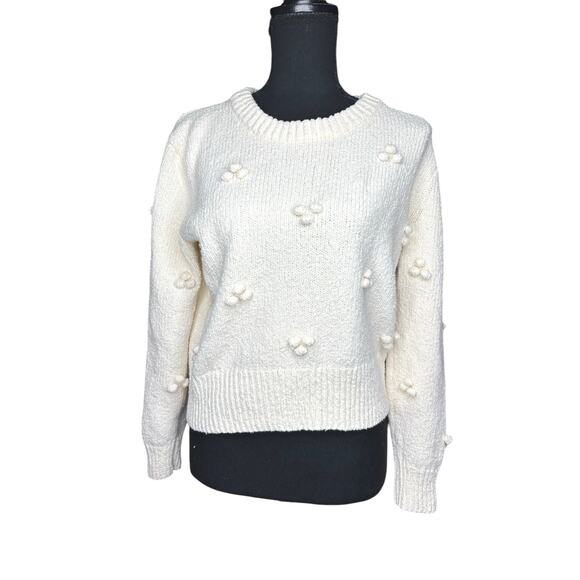 Madewell Embroidered Sweater XXS Crew Neck Long Sleeve Ribbed Knit Pullover - Picture 2 of 6